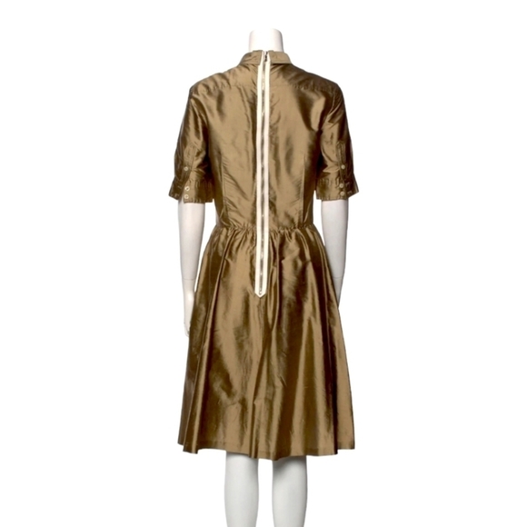 D&G Gold Brown Metallic Silk A-Line Dress - Picture 3 of 6
